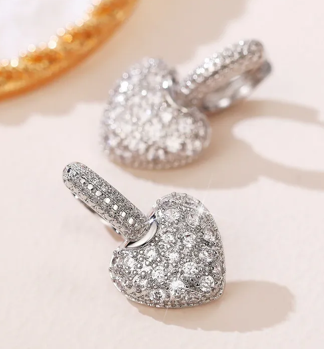Small Heart Crystal Drop Earring