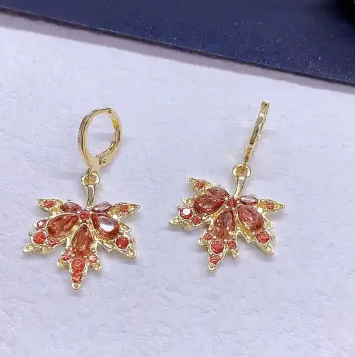 Small Hoop Huggie Leaf Earring