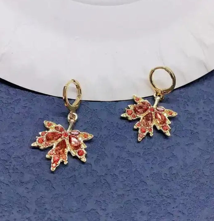 Small Hoop Huggie Leaf Earring
