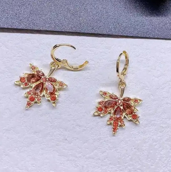 Small Hoop Huggie Leaf Earring