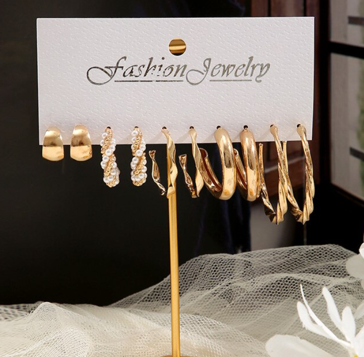 5 Pair Hoop Earring Combo Set