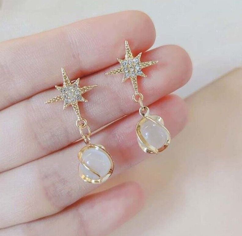 Star Pearl Drop Earring