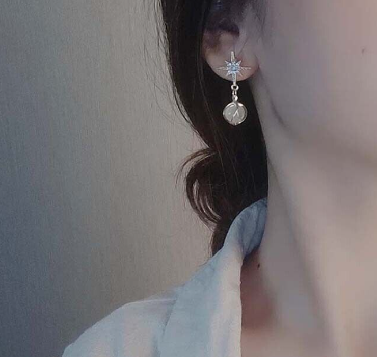 Star Pearl Drop Earring