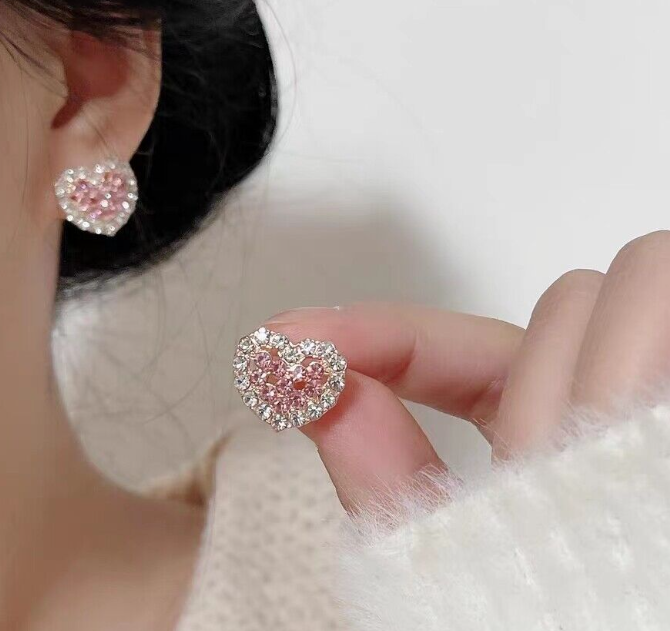 Heart Crystal AD Stone Stud Earring