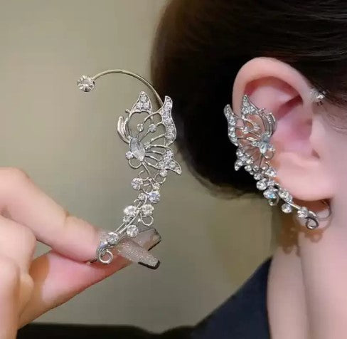 Butterfly Tassel Zircon Ear Cuff Clip Earring