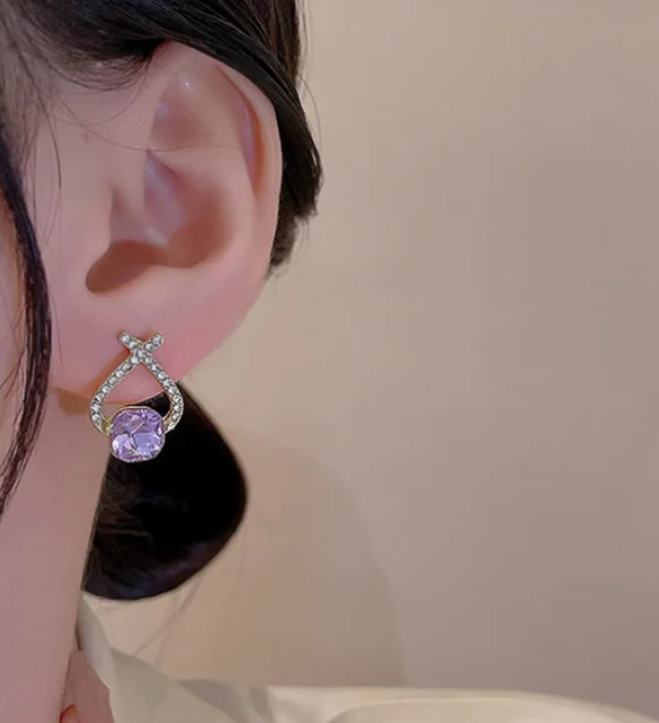 Cross Line Cubic Zircon stud Earring