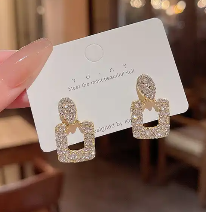 Geometric Cubic Zircon Drop Earring