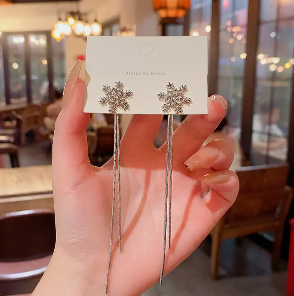 2 EAR CHAIN FLORAL EARRINGS FOR WOMEN GIRLS