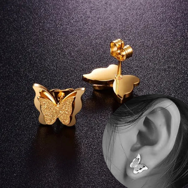 Butterfly Small Stud Gold Earrings