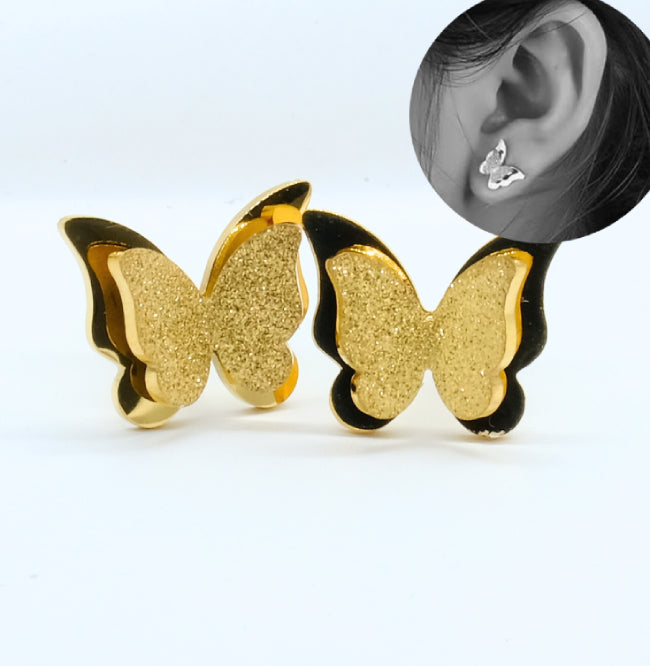 Butterfly Small Stud Gold Earrings