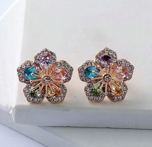 Flower Zircon Stud Earring