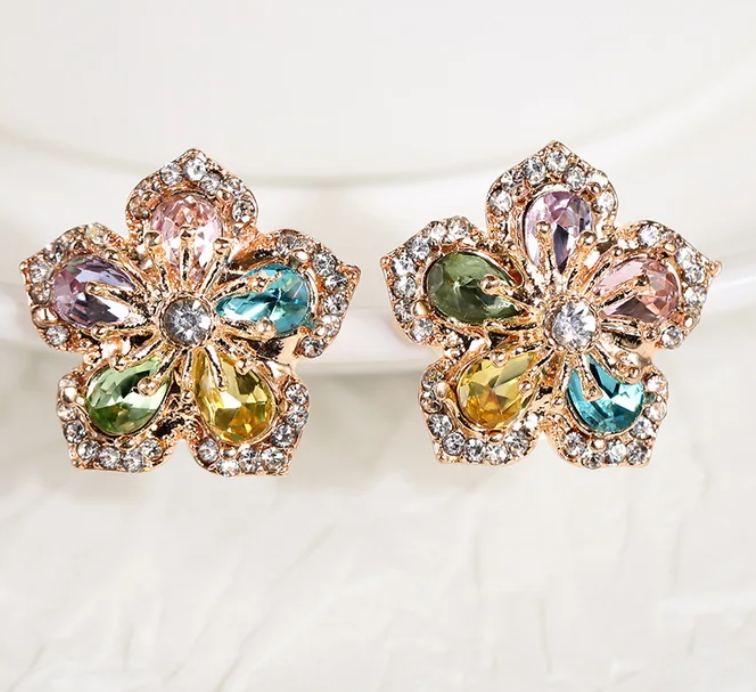 Flower Zircon Stud Earring