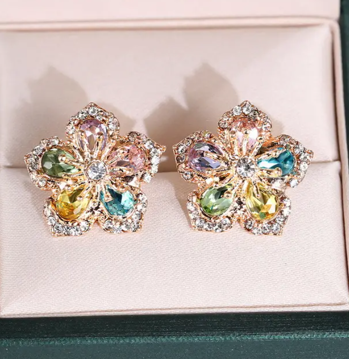 Flower Zircon Stud Earring