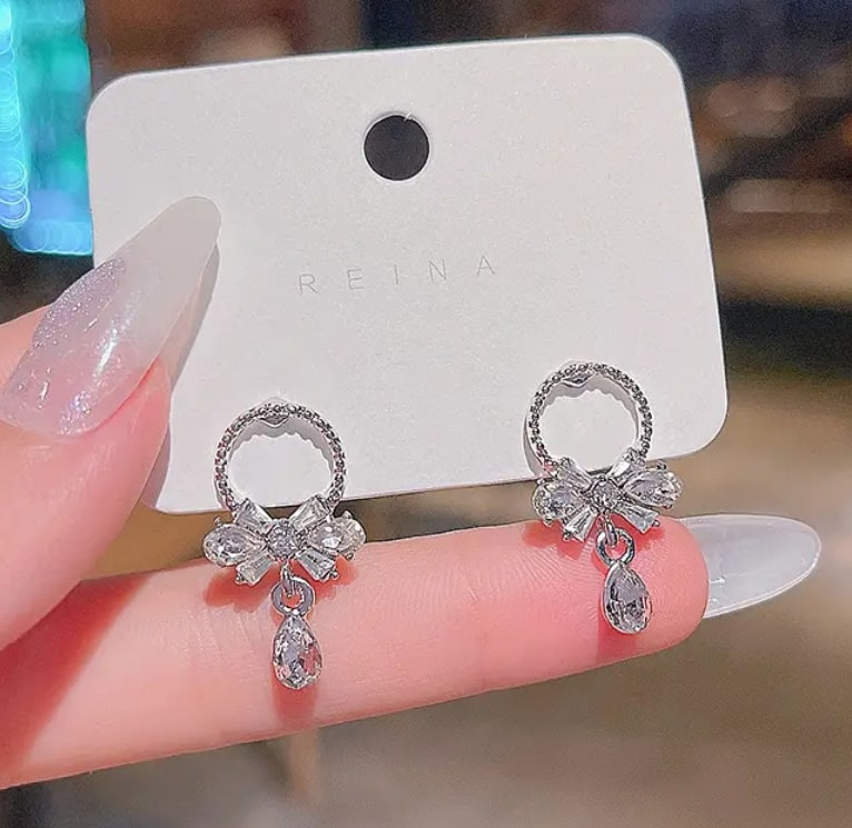 Bow knot Cubic Zircon Drop Earring