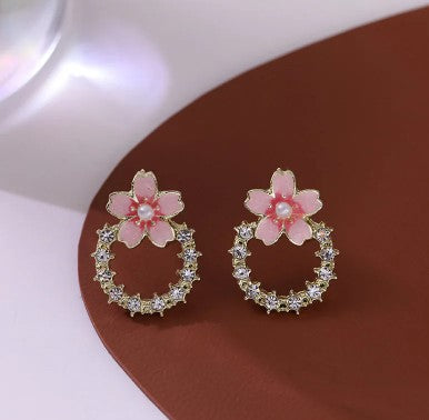 Flower Crystal Zirconia Drop Earring