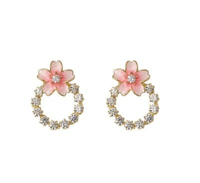 Flower Crystal Zirconia Drop Earring