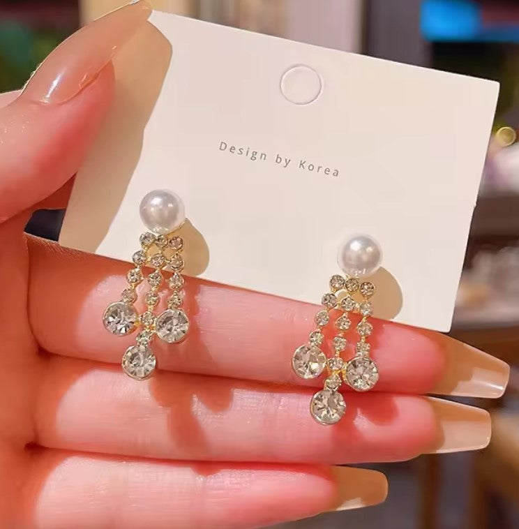 Pearl Crystal Drop Earring