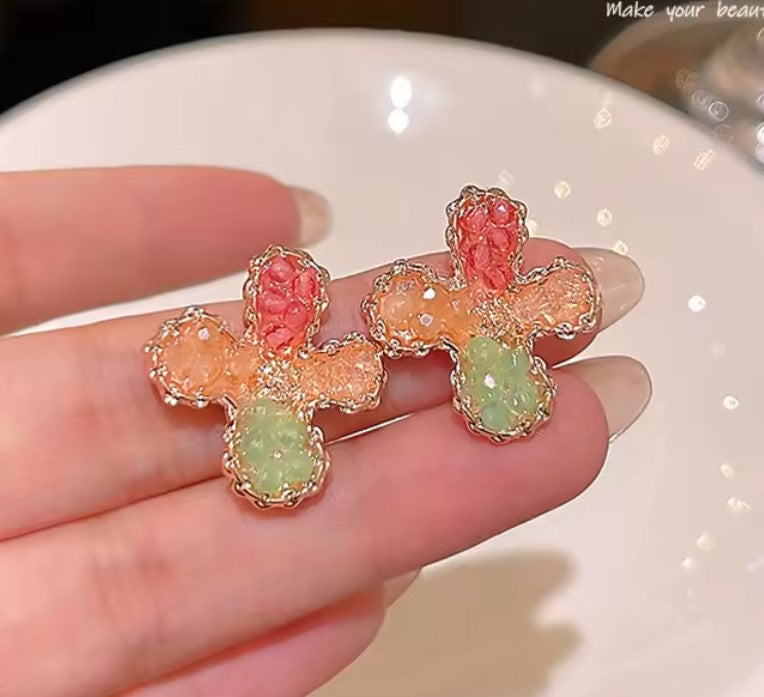 Crystal Flower Stud Earring