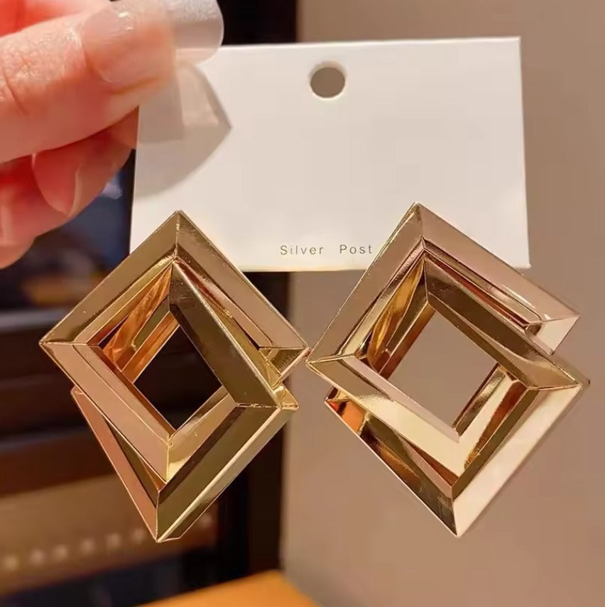 Double Square Geometric Earring