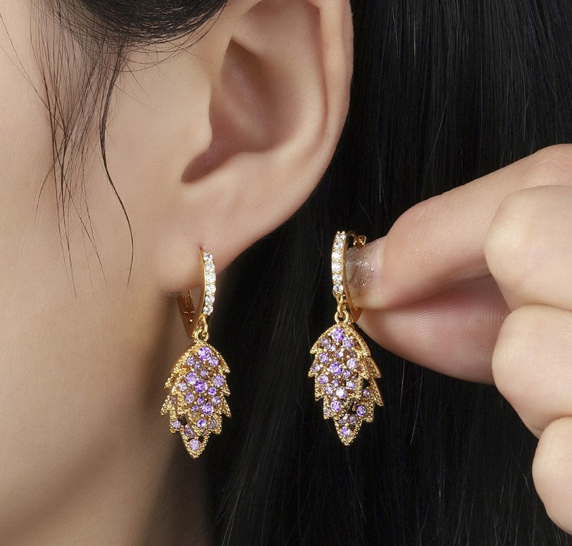 FLOWER LEAVES DROP EARRINGS