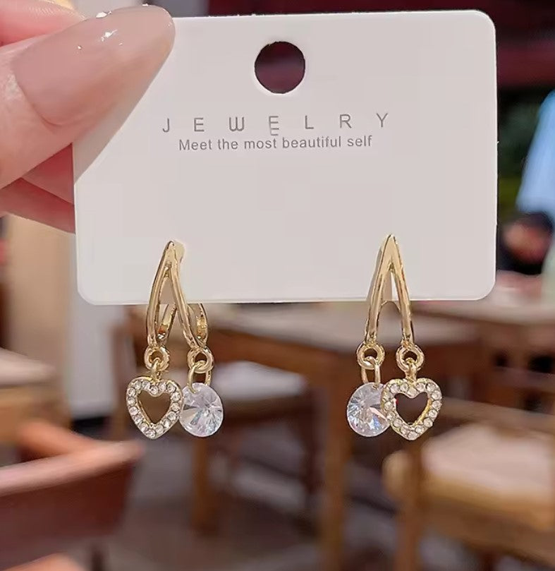 HEART CRYSTAL DROP EARRING