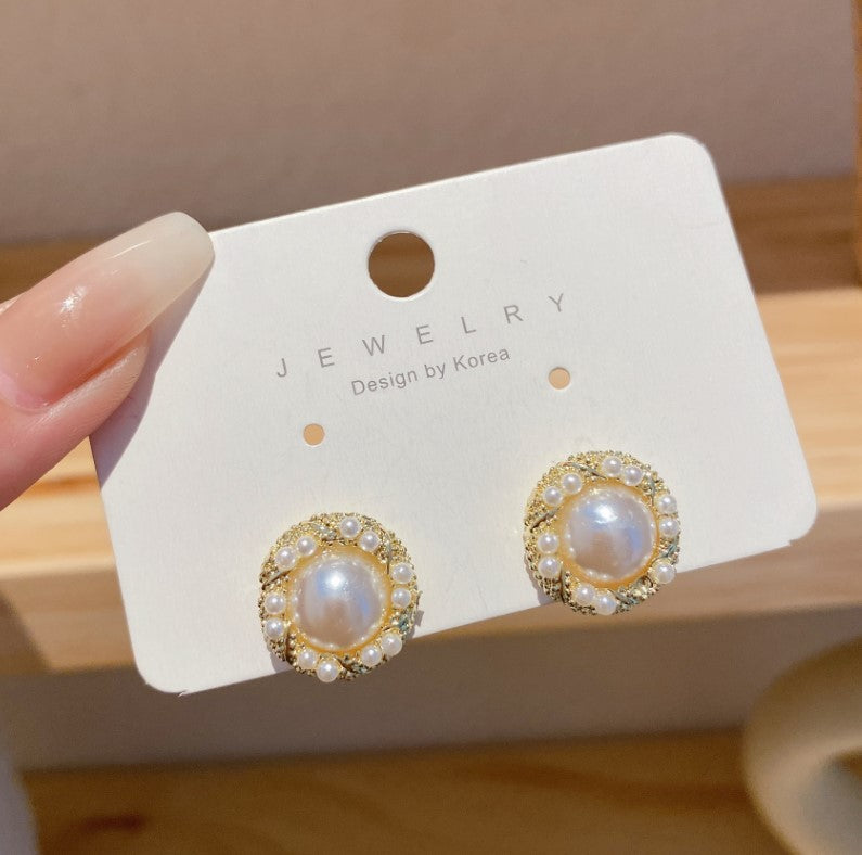 WHITE PEARL STUD EARRINGS FOR WOMEN GIRLS