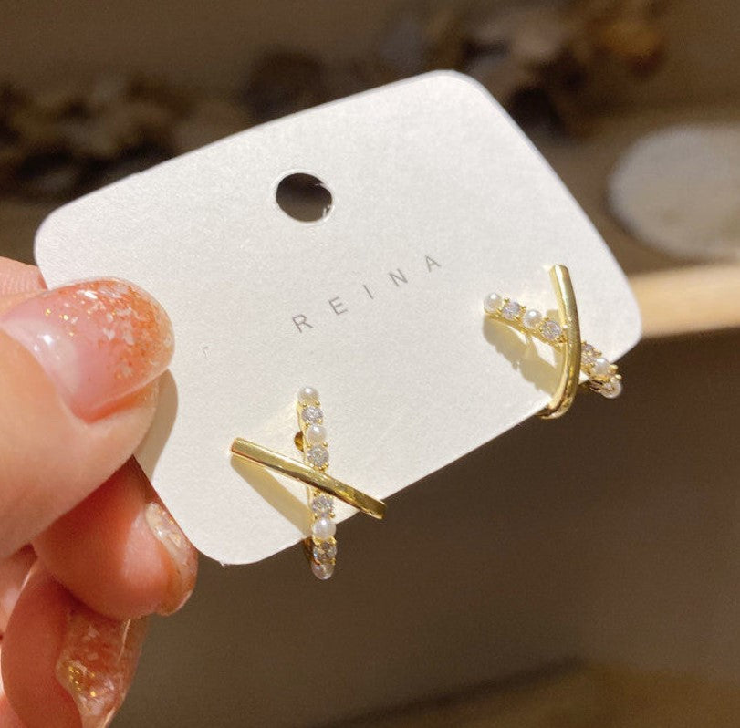 X LINE HUGGIE EARRINGS