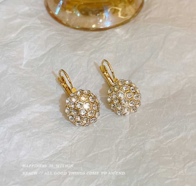 GOLD ZIRCON STUD DROP EARRING