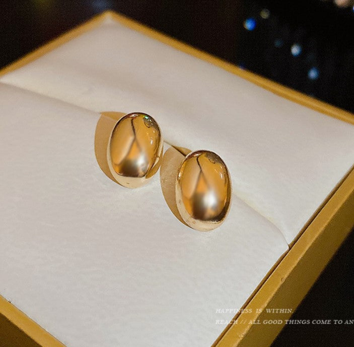 SHINY SMALL GOLD KOREAN STUD EARRINGS FOR WOMEN GIRLS