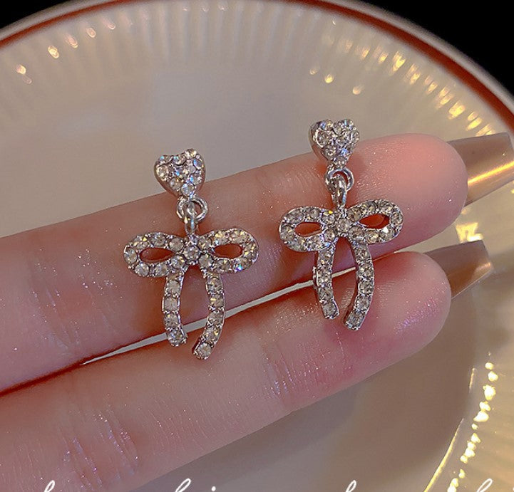 HEART BOW STUDS KOREAN EARRINGS