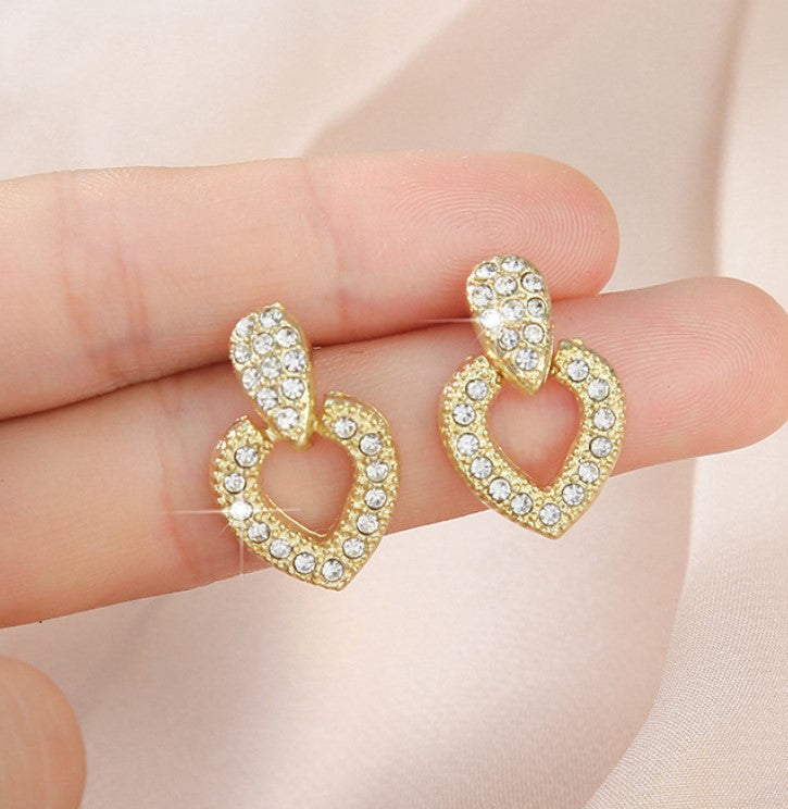 GOLD HEART KOREAN DROP EARRINGS FOR WOMEN & GIRLS
