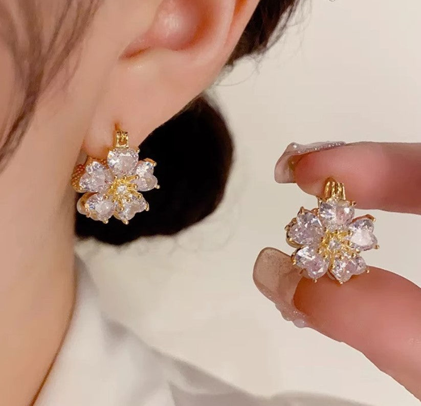 FLOWER DROP KOREAN EARRINGS