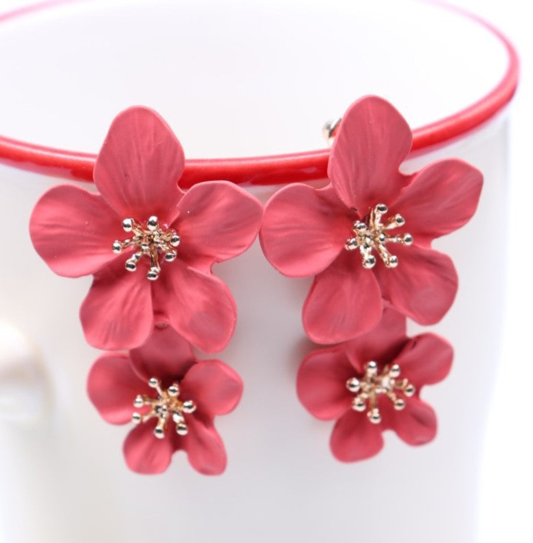 BIG FLOWER DROP KOREAN EARRINGS