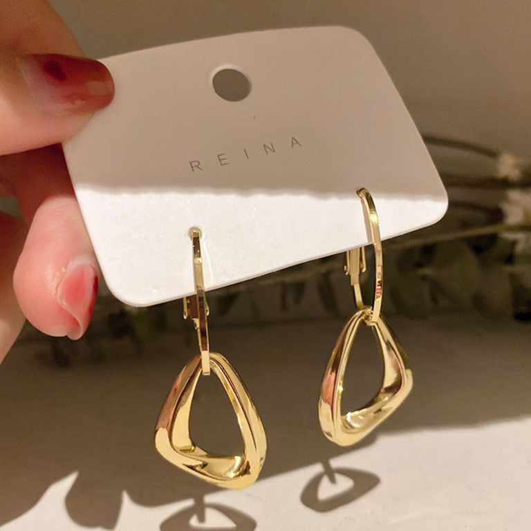GOLD GEOMETRIC KOREAN DROP EARRINGS