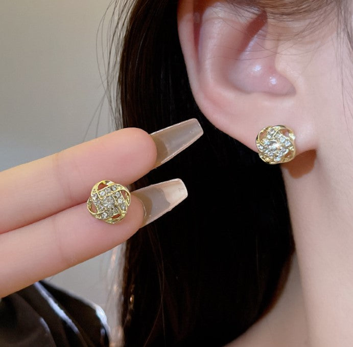GOLD SMALL ZIRCON DIAMOND KOREAN STUD EARRINGS