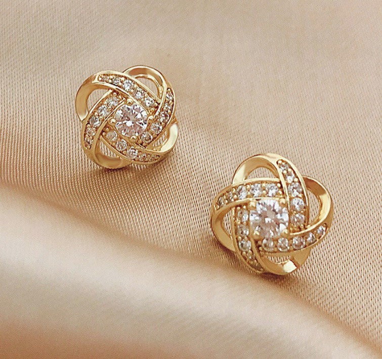 GOLD SMALL ZIRCON DIAMOND KOREAN STUD EARRINGS