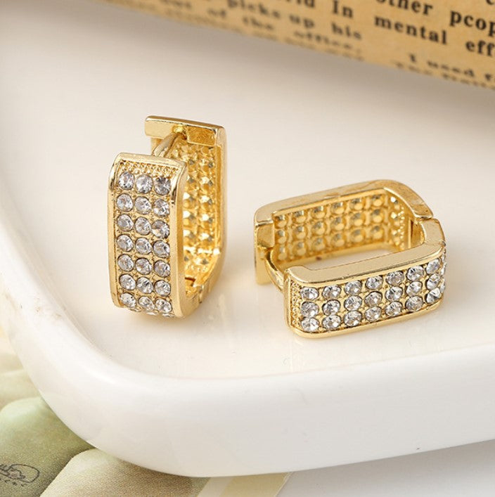 GOLD DIAMOND KOREAN HOOP EARRINGS
