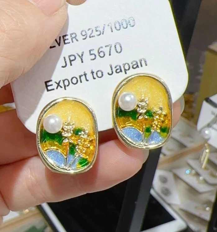 PEARL FLOWER KOREAN STUD EARRINGS
