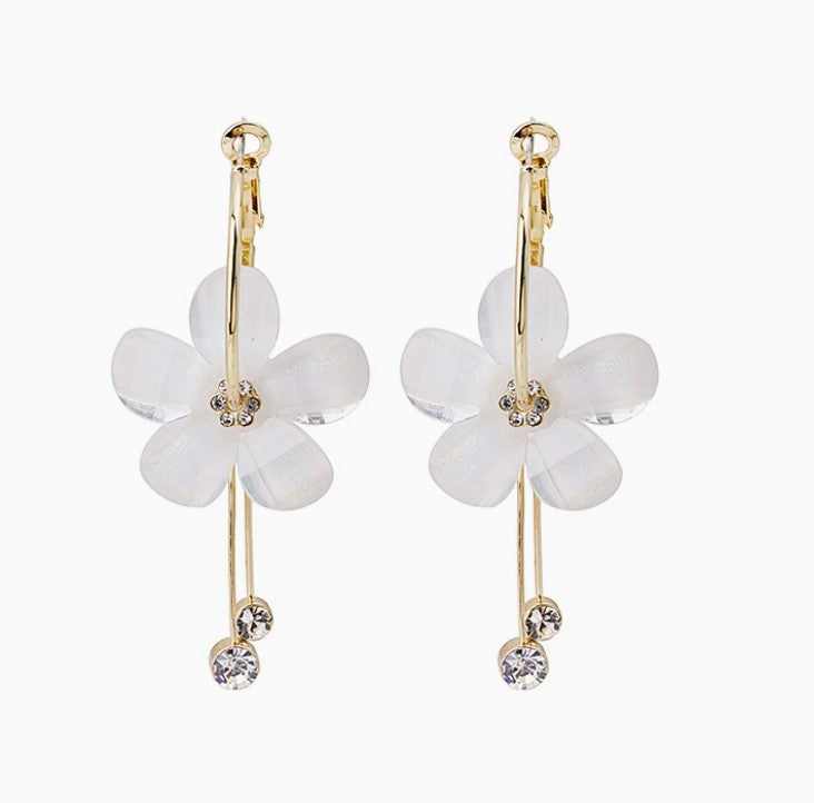 Flower Crystal Drop Earring