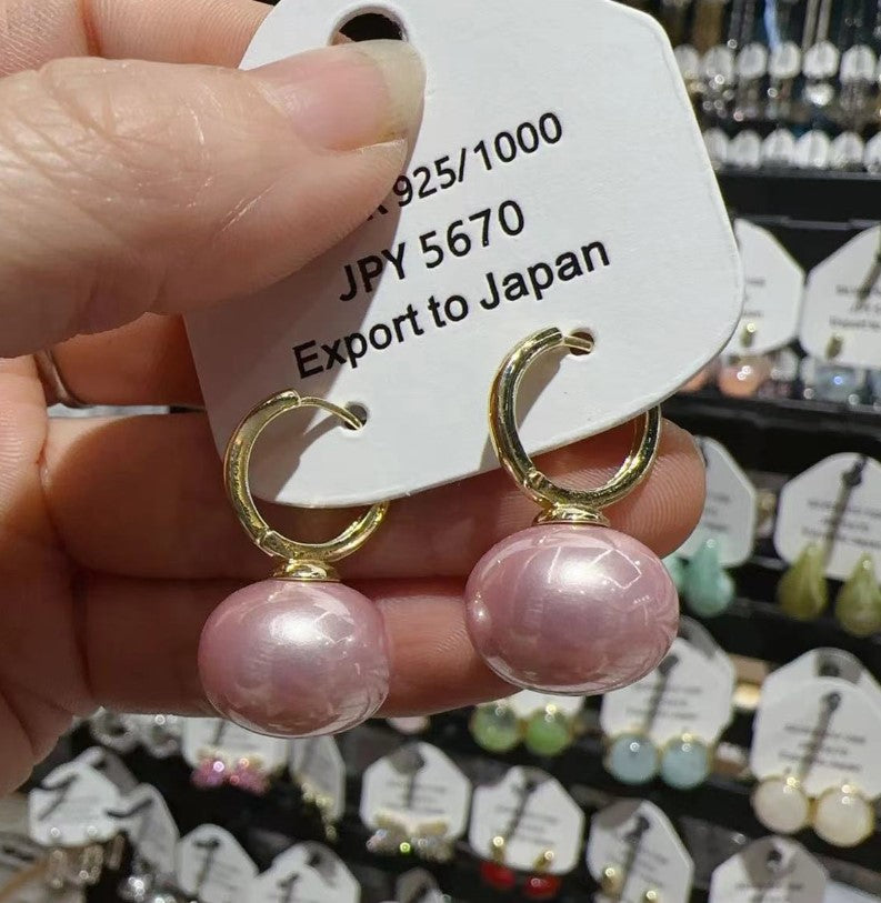 PINK PEARLS KOREAN DROP EARRING
