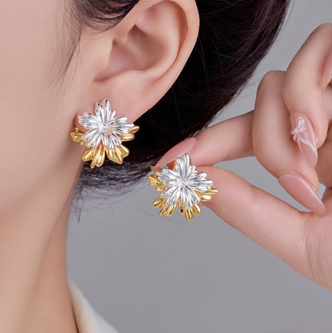 DOUBLE FLOWER KOREAN STUD EARRING