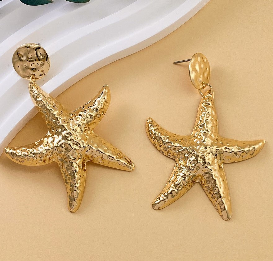 GOLD STARFISH KOREAN DROP EARRING