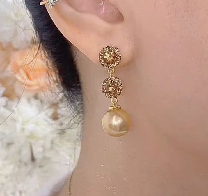 GOLD PEARL KOREAN DROP EARRING