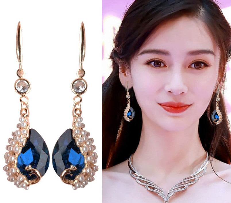 PEACOCK PEARL KOREAN DROP EARRING