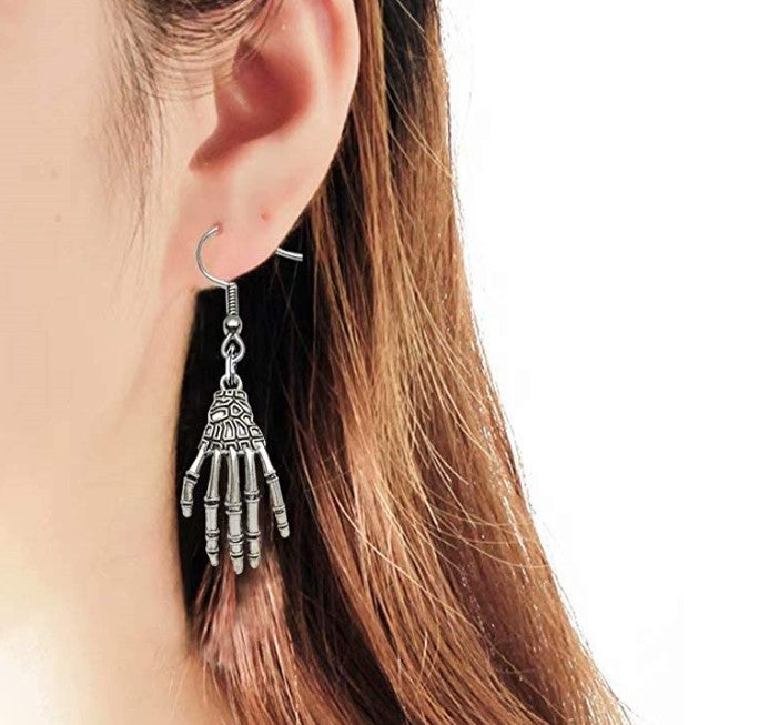 SILVER HAND HALLOWEEN KOREAN DROP EARRING
