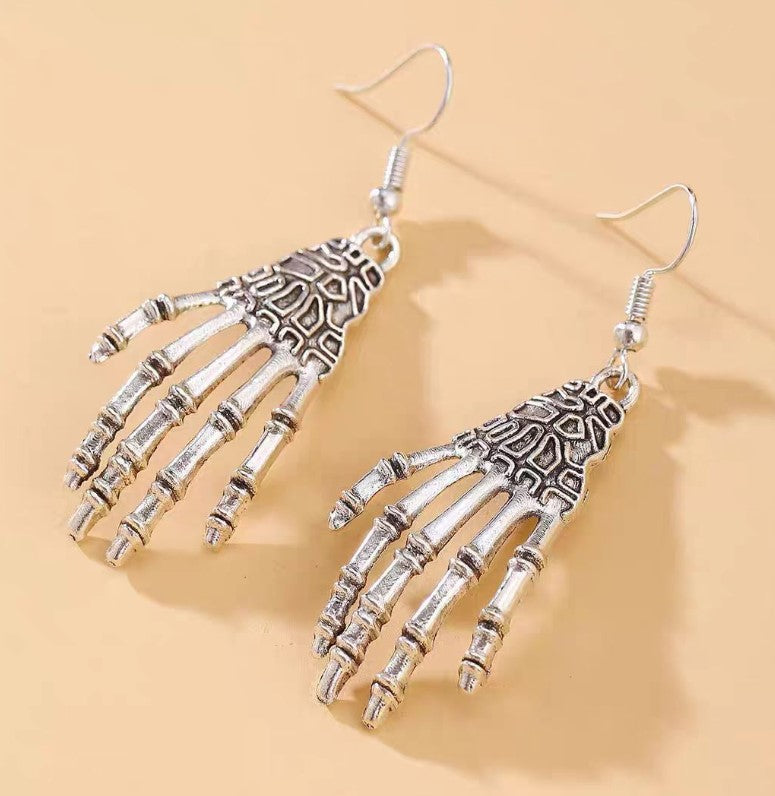 SILVER HAND HALLOWEEN KOREAN DROP EARRING