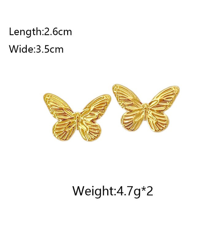 BIG BUTTERFLY ANTI TARNISH STUDS EARRINGS
