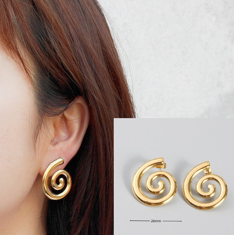 SPIRAL ANTI TARNISH STUDS EARRINGS