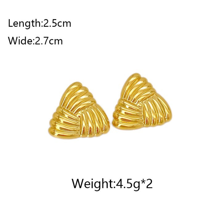 TRIANGLE SWIRL ANTI TARNISH STUDS EARRINGS