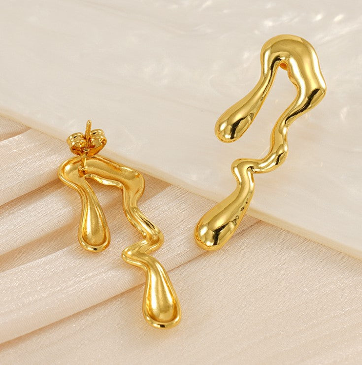 IRREGULAR WATERDROP ANTI TARNISH DROP EARRINGS